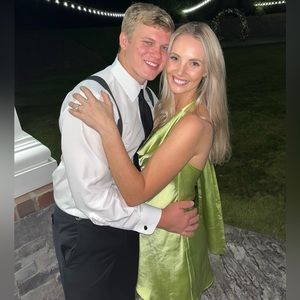 Green Satin Halter Dress